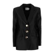 Self Portrait Elegant Svart Taffeta Blazer Black, Dam