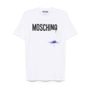 Moschino Vit Crew Neck T-shirt med Print White, Herr