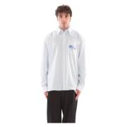 Lacoste Randig Croc Badge Skjorta Gray, Herr