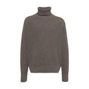 Hugo Boss Chunky Wool Roll Neck Jumper Brown, Herr