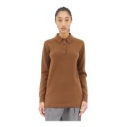 Dries Van Noten Polo Sweater i ullstickning Brown, Dam