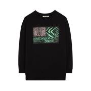 Roberto Cavalli Patchwork Animalier Sweatshirt Black, Dam