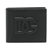 Dolce & Gabbana Svart Pebble Läder Bifold Plånbok Black, Herr