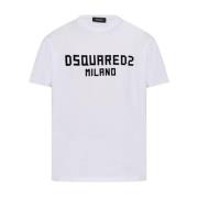 Dsquared2 Logo Print Vit T-shirt Lätt Jersey White, Herr