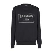 Balmain Svart Stickad Tröja Med Lagerdetaljer Black, Herr