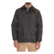 Barbour Vaxad Kort Harrington Jacka med Sammet Krage Green, Herr