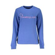 Cavalli Class Broderad Sweatshirt i Borstad Bomull Blue, Dam