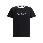 Off White Minimalistisk Bomull Citat T-shirt Black, Herr