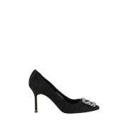 Manolo Blahnik Satin Hangisi Pumps Black, Dam