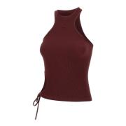 Andrea Adamo Burgundy Ribbstickad Topp Red, Dam