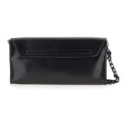 Vaquera Svart Läder Clutch med Velcro Stängning Black, Dam