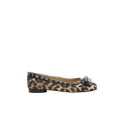 Ganni Leopard Satin Bow Ballerinas Brown, Dam