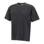 Closed Svart Bomull T-shirt med Sten Tvättad Black, Herr