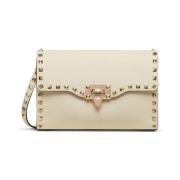 Valentino Garavani Rockstud Läder Axelväska Beige, Dam