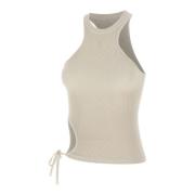 Andrea Adamo Kräm Halterneck Jersey Top White, Dam