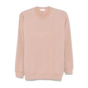 Saint Laurent Rosa Logo Crew Neck Sweater Pink, Dam