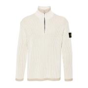 Stone Island Räfflad Stickad Hög Hals Tröja Beige, Herr