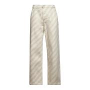 Marni Randig Denim Höga Midjejeans Beige, Herr