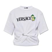 Versace T-shirt med applikation och drapering White, Dam