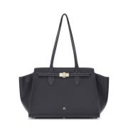 Aigner Elegant Läder Shopper Väska Black, Dam