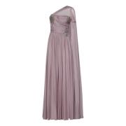 Zuhair Murad Lila Axelbandslös Chiffongklänning Smyckad Purple, Dam