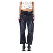 R13 Svarta Avslappnade Jeans med Oversize Stil Black, Dam