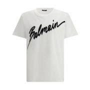 Balmain Maxi Bokstav Bomull T-shirt White, Herr