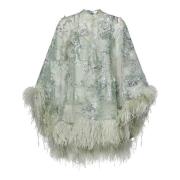 Zuhair Murad Grön Paljett Kimono Ärm Blomma Klänning Green, Dam