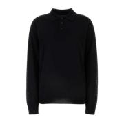 Maison Margiela Svart ull polotröja Black, Dam