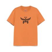 MCM Brun Logo Print Crew Neck T-shirt Orange, Herr