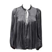 Ulla Johnson Rynkad V-ringad Blus Freja Stil Black, Dam