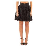 Babylon Quilted Petals Mini Skirt i Multicolor Black, Dam