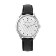 Pierre Cardin Elegant Klassisk Svart Läder Herrklocka Black, Herr