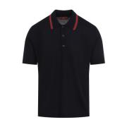 Gucci Ink Green Red Stickad Polo Black, Herr