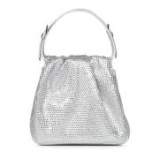 Amina Muaddi Silver Kristall Handväska Elegans Gray, Dam