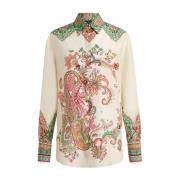 Etro Vit Knappad Klassisk Skjorta Multicolor, Dam