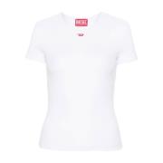 Diesel Vit Stretch Bomull T-shirt med Logotyp White, Dam