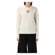 Moncler Vit Eyelet Ull Kashmir Tröja White, Dam