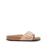 Birkenstock Brun Läder Spänne Sandaler Beige, Dam