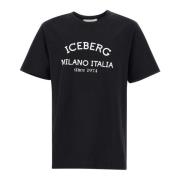 Iceberg Svart Bomull T-shirt med Logotyptryck Black, Herr