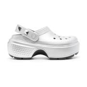 Crocs Silver Metallic Sandaler med Nitar Gray, Dam