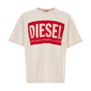 Diesel Oversize T-Box Elfenben Bomull Blandning Tee Beige, Herr