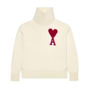 Ami Paris Intarsia Logo Stickad Tröja White, Herr