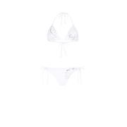 Roberto Cavalli Monogram Bikini Halterneck Triangel Låg Midja White, D...