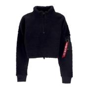 Alpha Industries Svart Cropped Sherpa Turtleneck Sweatshirt Black, Dam