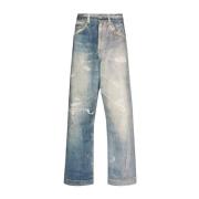 Our Legacy Oversize Trompe l'oeil Distressed Blå Jeans Blue, Herr