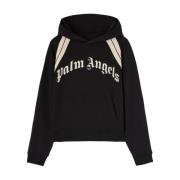 Palm Angels Svart Logotyp Tryck Huvtröja Black, Herr