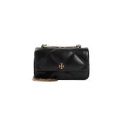 Tory Burch Diamant Mini Flap Väska i Svart Black, Dam