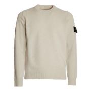 Stone Island Stilren Crew-Neck Lambswool Jumper Beige, Herr