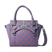 Vivienne Westwood Tartan Mini Handväska med Logo Plaque Blue, Dam